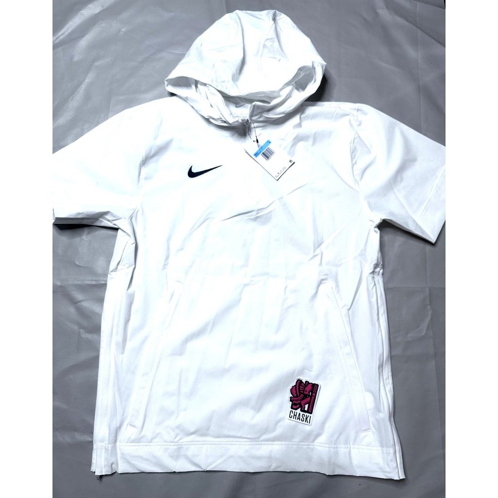 Nike Men's Medium Woven Coaches Jacket Short-Sleeve White black DV6755-103 NEW